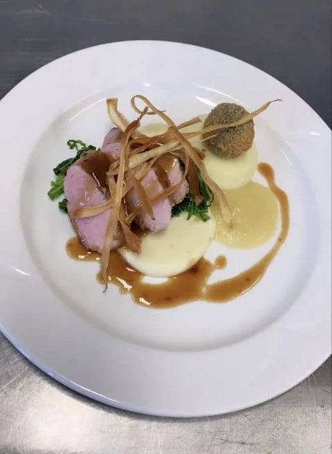 A plated course for an intimate dinner