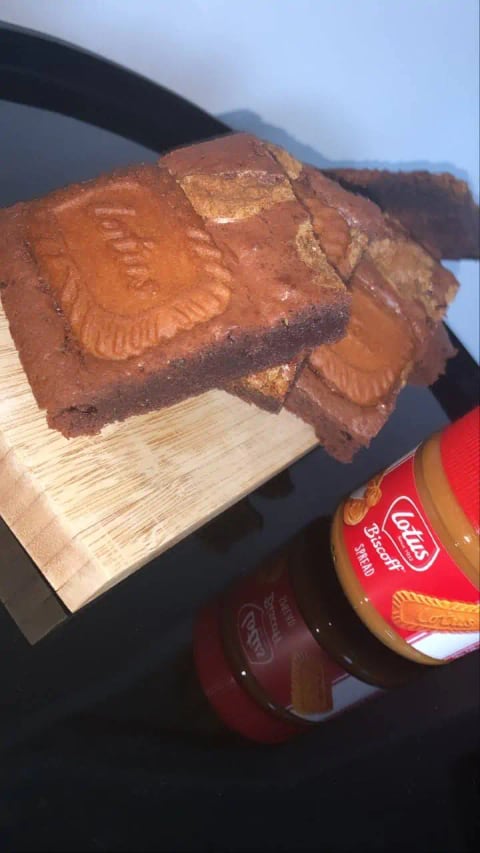 A freshly made chocolate brownie bake