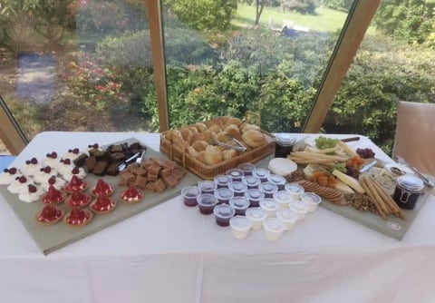 A buffet spread prepared for an event